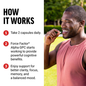 Force Factor Alpha GPC 300mg complément alimentaire sur une table