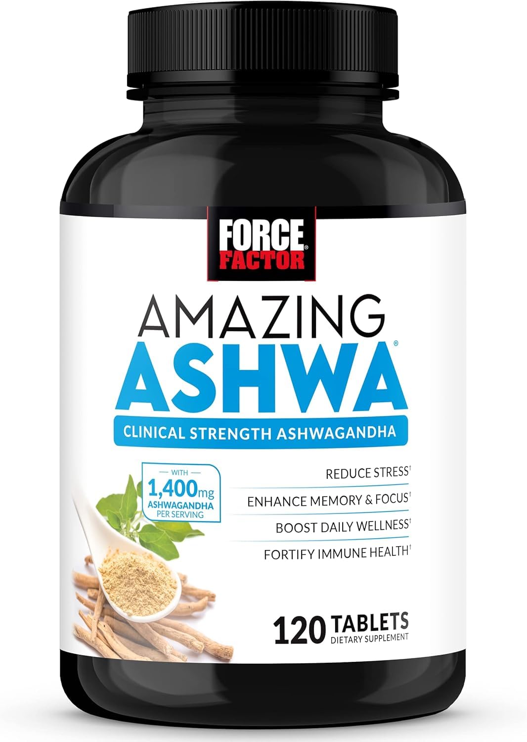 Force Factor Amazing Ashwa boîte ouverte avec capsules