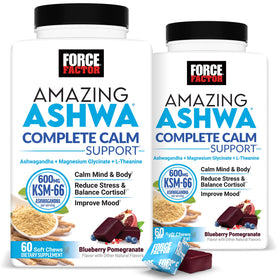 Force Factor Amazing Ashwa chews doux au goût de myrtille et grenade