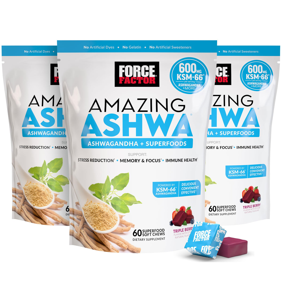 Force Factor Amazing Ashwa paquet de 1061g vue de face