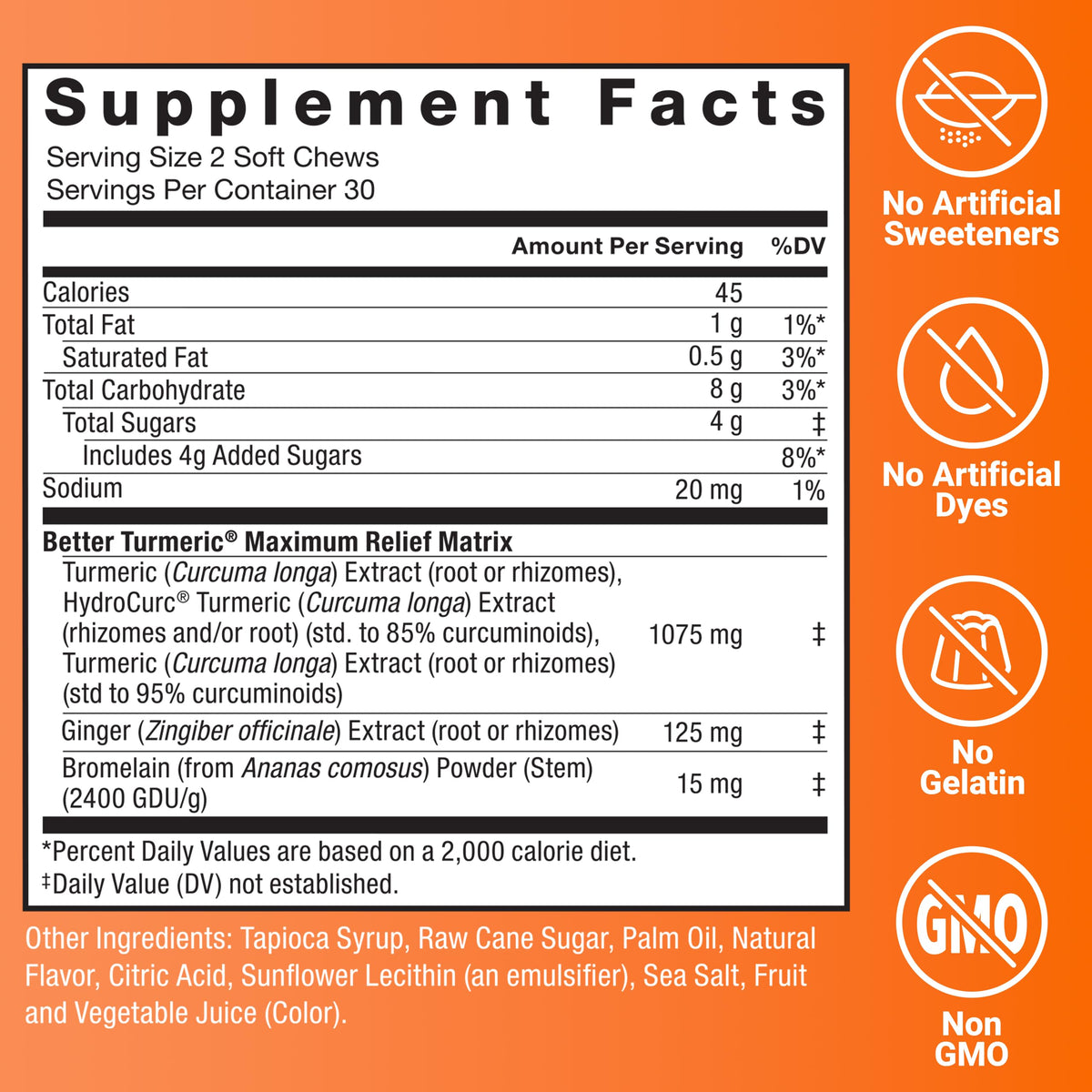 Force Factor Better Turmeric Maximum Joint Support 1200mg gommes individuelles