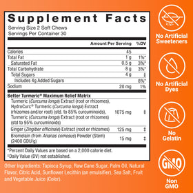 Force Factor Better Turmeric Maximum Joint Support 1200mg gommes individuelles