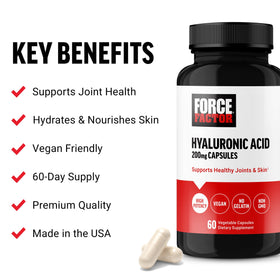 Force Factor capsules d'acide hyaluronique avec étiquette