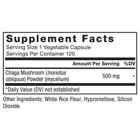 Force Factor Chaga Champignons Capsules 125g avec des ingrédients naturels