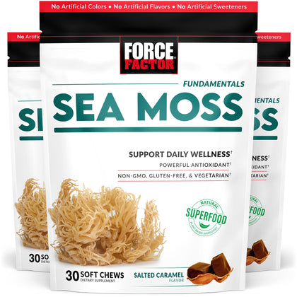 Force Factor Chews de Mousse Marine, paquet avant avec saveur caramel salé