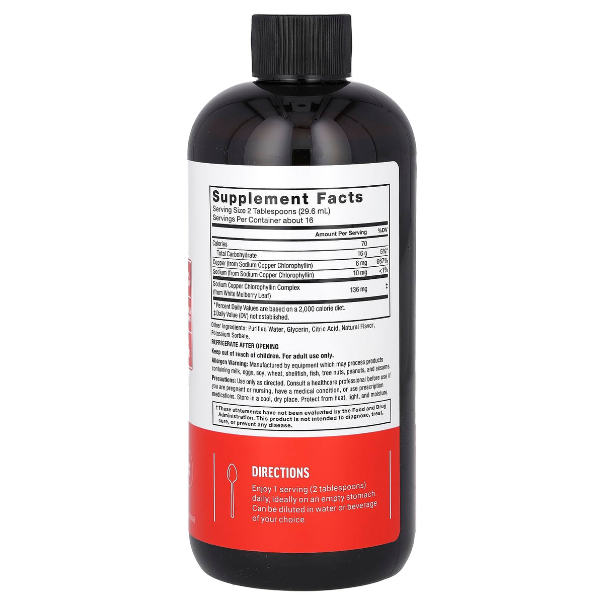Force Factor Chlorophyll Liquide 540g avec ingrédients naturels