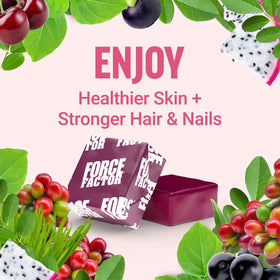 Force Factor Collagen support Superfoods 821g soft chews on a table