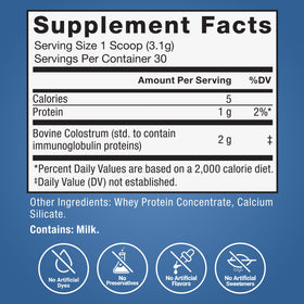 Force Factor Colostrum Bovin 150g - vue de dos