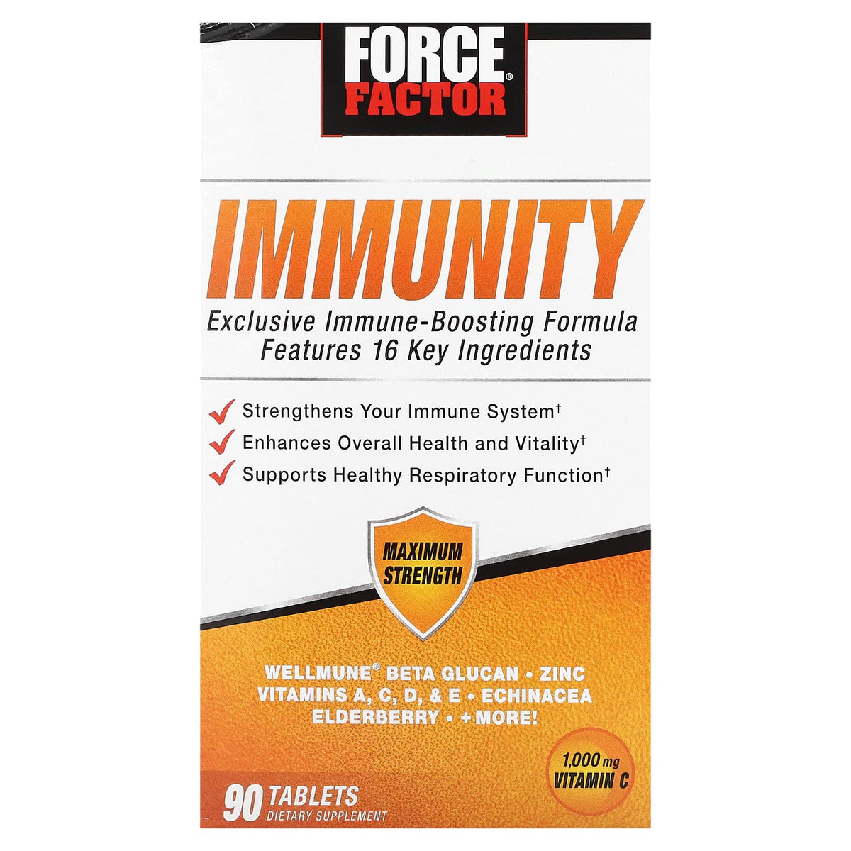 Force Factor complément alimentaire 1000mg de vitamine C, vue de face