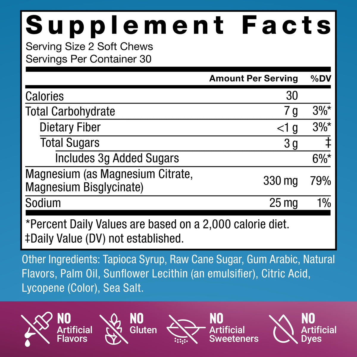 Force Factor Complément Alimentaire Magnésium 330mg Glycinate & Citrate - Bonbons à mâcher sur une table