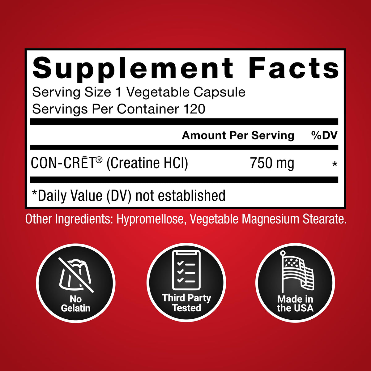 Force Factor Créatine HCl Capsules 750 mg - utilisation quotidienne