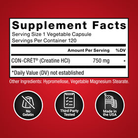 Force Factor Créatine HCl Capsules 750 mg - utilisation quotidienne