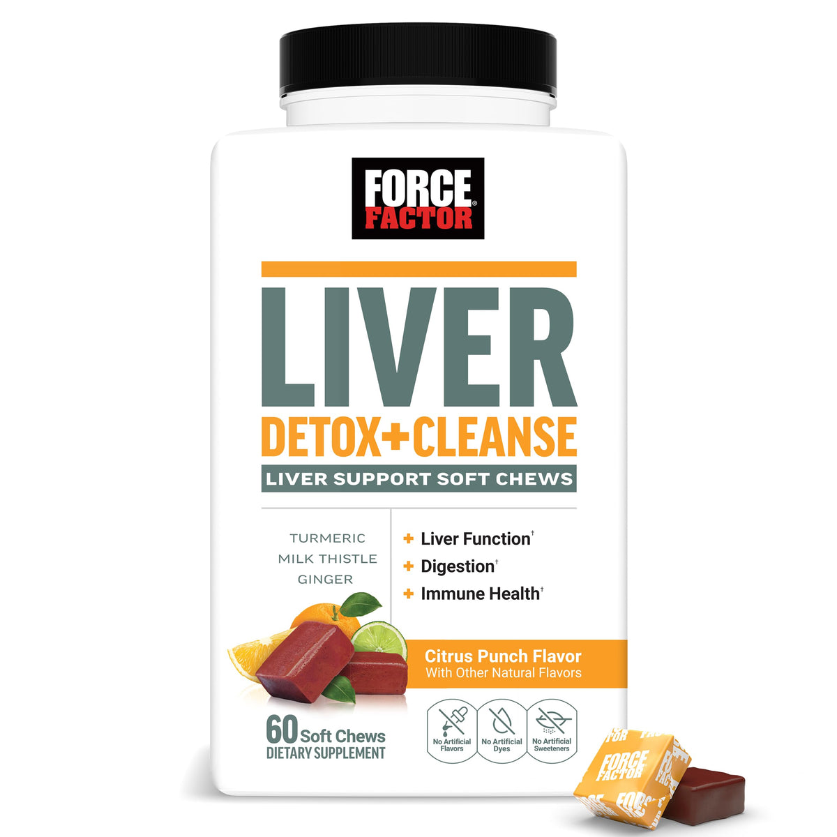Force Factor Détox Foie gommes à mâcher Citrus Punch vue avant