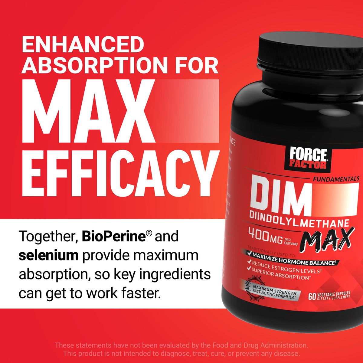 Force Factor DIM Max 400mg capsules avec des légumes crucifères