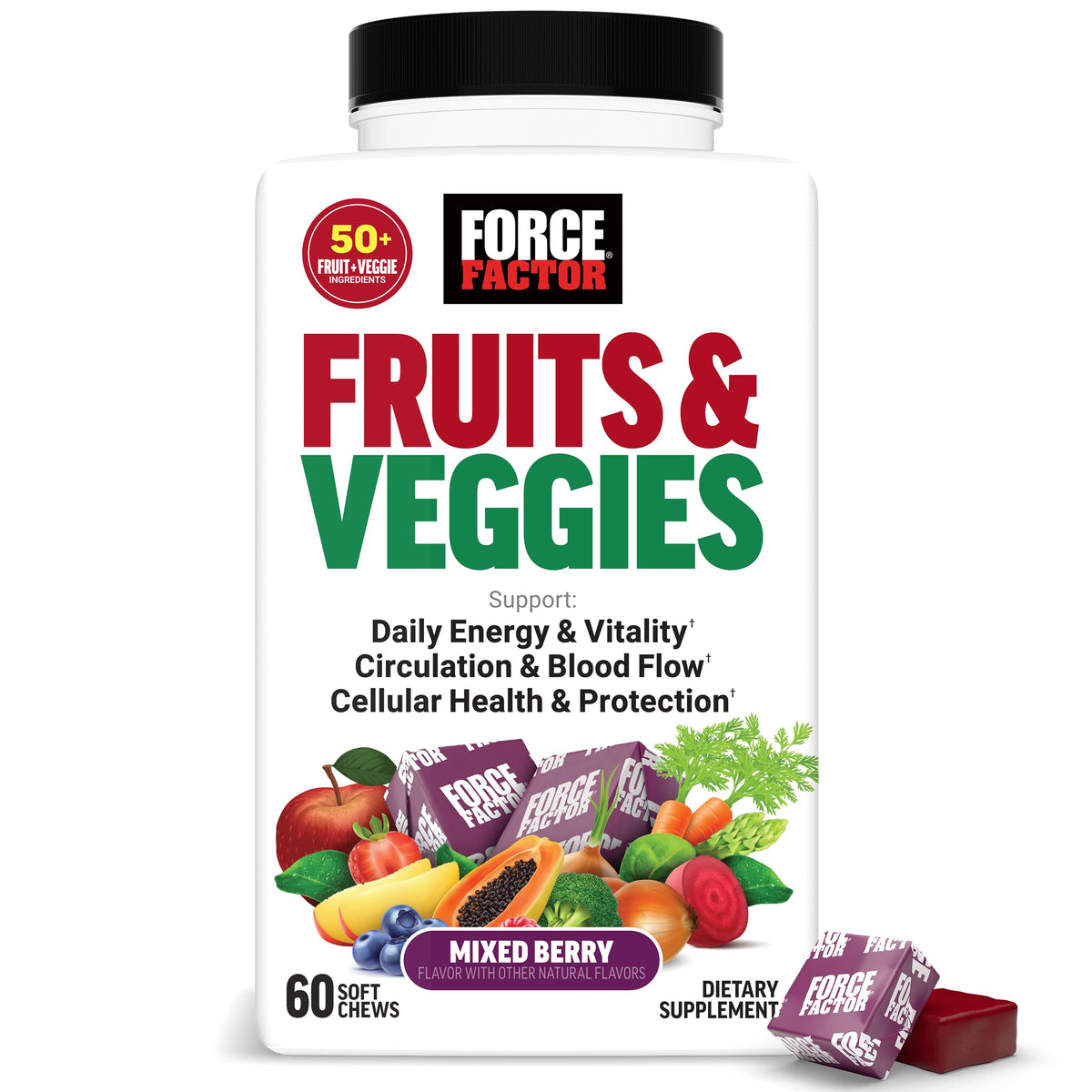 Force Factor Fruits & Légumes complément alimentaire 408g, emballage avant