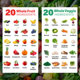 Force Factor Fruits & Veggies 2-Pack côté avec étiquette visible