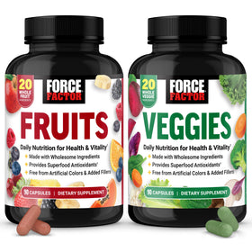 Force Factor Fruits & Veggies 2-Pack vue de face avec capsules