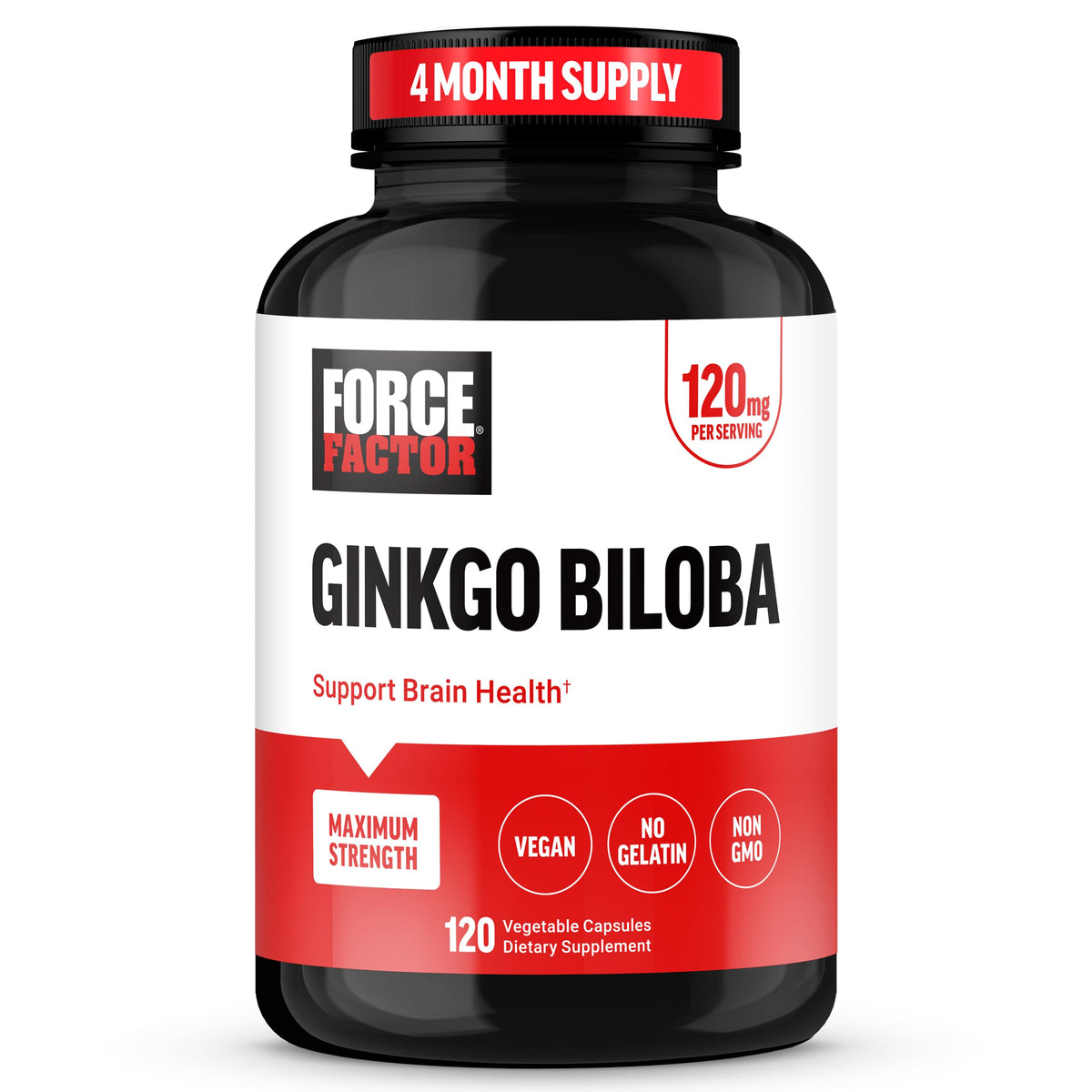 Force Factor Ginkgo Biloba 120mg supplément vue de face