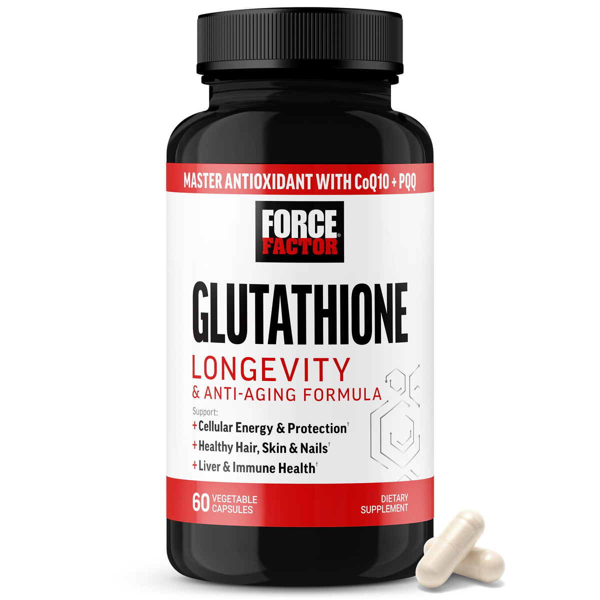 Force Factor Glutathione 60 capsules flacon avant