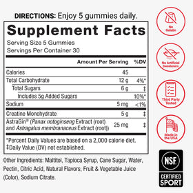 Force Factor Gummis de Créatine Monohydrate 726g en gros plan sur la texture