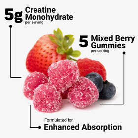 Force Factor Gummis de Créatine Monohydrate 726g saveur baies mélangées