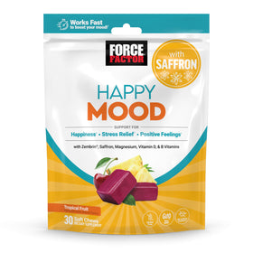 Force Factor Happy Mood Soft Chews emballage avant avec goût tropical