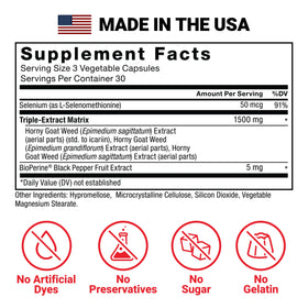 Force Factor Horny Goat Weed Max 1500mg boîte ouverte avec capsules