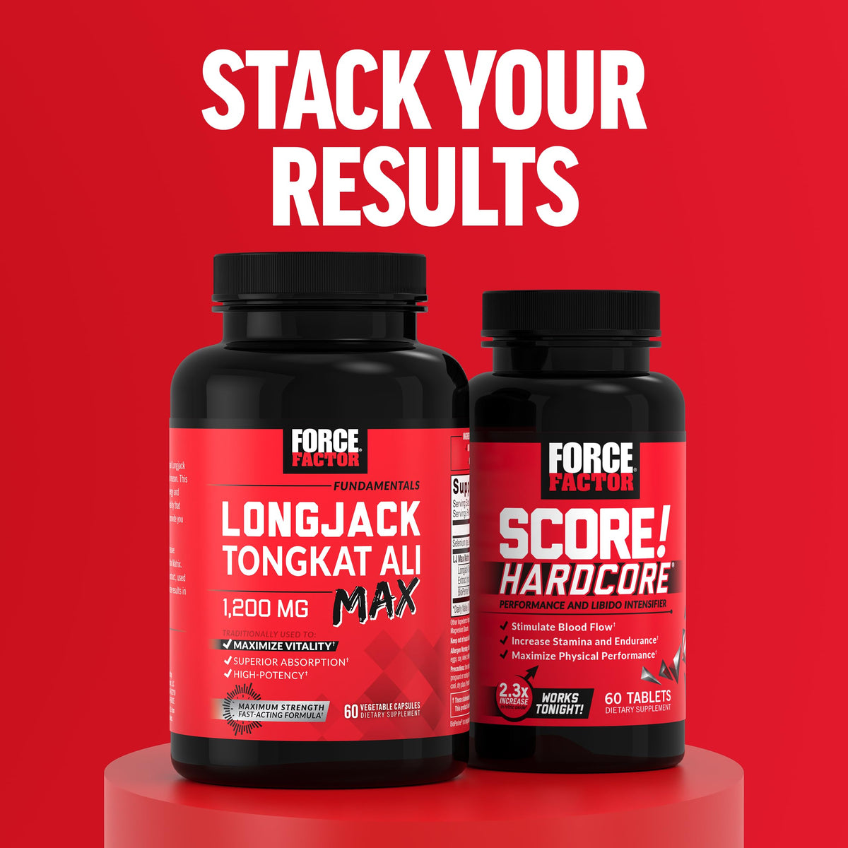 Force Factor Horny Goat Weed Max 1500mg présentation sur un fond neutre