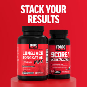 Force Factor Horny Goat Weed Max 1500mg présentation sur un fond neutre