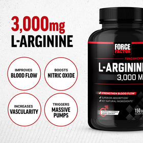 Force Factor L-Arginine 3000mg capsules dans le flacon