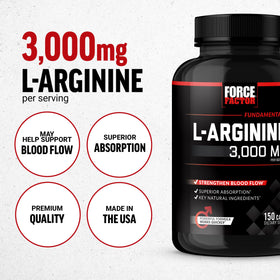 Force Factor L-Arginine 3000mg complément alimentaire avec étiquette