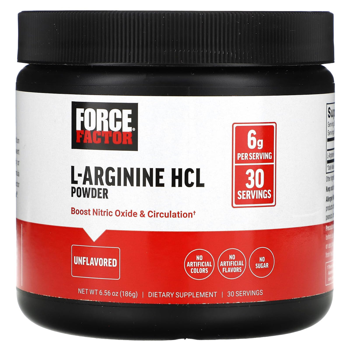 Force Factor L-Arginine HCL 240g en poudre dans un verre