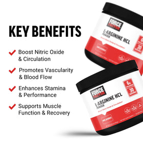 Force Factor L-Arginine HCL 240g étiquette avec dosage