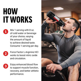 Force Factor L-Arginine HCL 240g sur un plan de travail