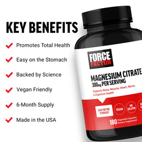 Force Factor Magnésium Citrate 236g emballage arrière
