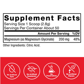 Force Factor Magnésium Glycinate Poudre 222g avec ingrédients