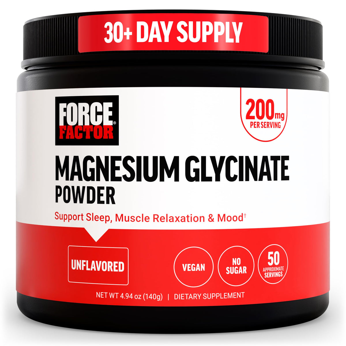 Force Factor Magnésium Glycinate Poudre 222g vue de face