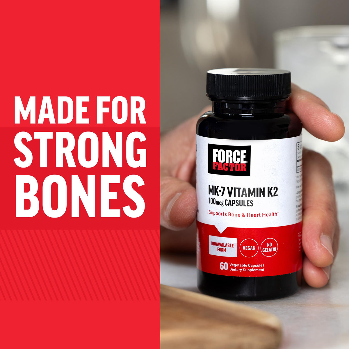 Force Factor MK-7 Vitamine K2 100mcg avec d'autres compléments