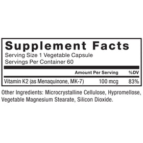Force Factor MK-7 Vitamine K2 100mcg détails des ingrédients