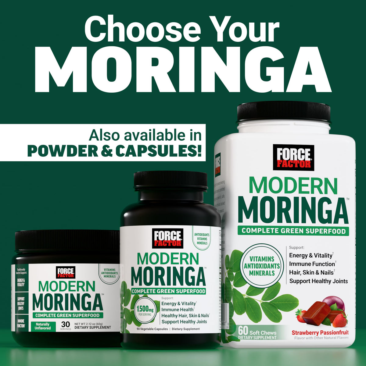 Force Factor Modern Moringa Soft Chews dans un bol