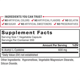 Force Factor NAC 600 mg, emballage et capsules