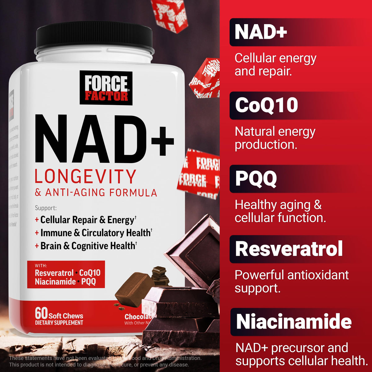 Force Factor NAD+ Gommes Anti-Âge en mode de vie actif
