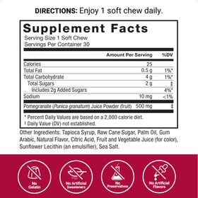 Force Factor Pomegranate Soft Chews 180g bonbons dans un bol