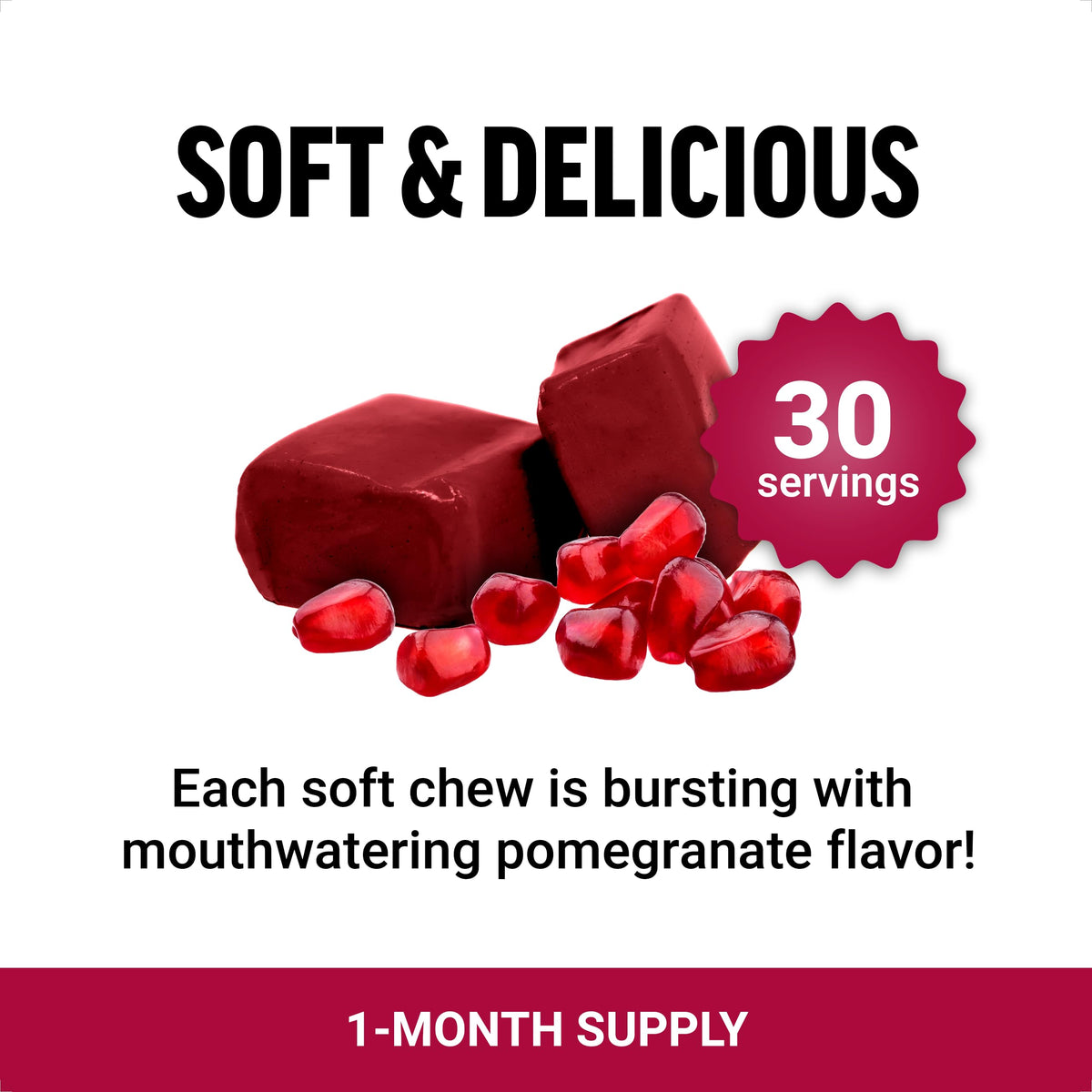 Force Factor Pomegranate Soft Chews 180g ingrédients sur l'emballage
