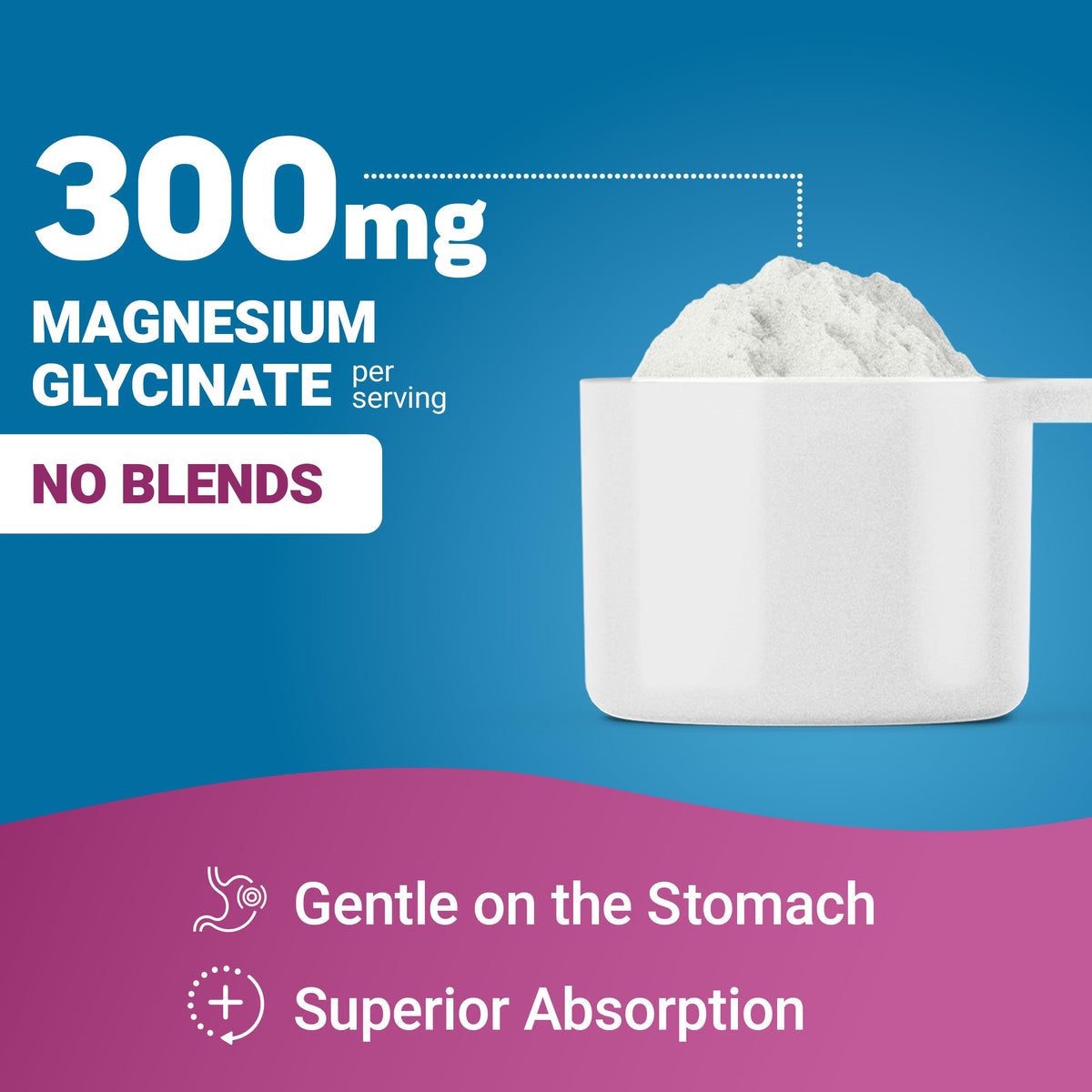 Force Factor Poudre de Glycinate de Magnésium 190g mélange dans un verre