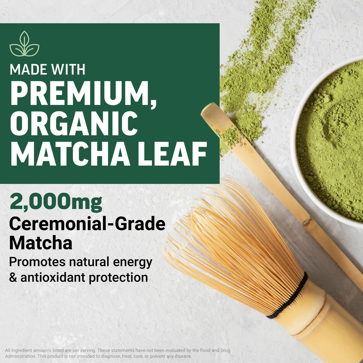 Force Factor Poudre de Matcha Mighty 109g avec cuillère dosette
