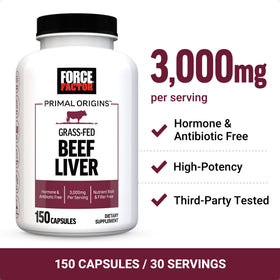 Force Factor Primal Origins Capsules de Foie de Boeuf 3000mg vue de côté