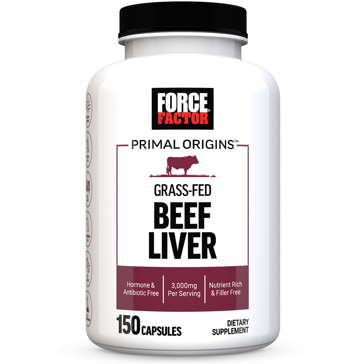 Force Factor Primal Origins Capsules de Foie de Boeuf 3000mg vue de face