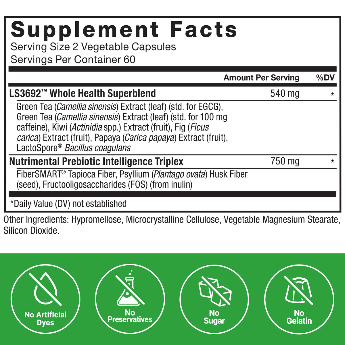 Force Factor ProbioSlim + Fibres Prébiotiques côté de la boîte