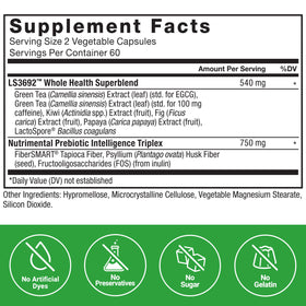 Force Factor ProbioSlim + Fibres Prébiotiques côté de la boîte